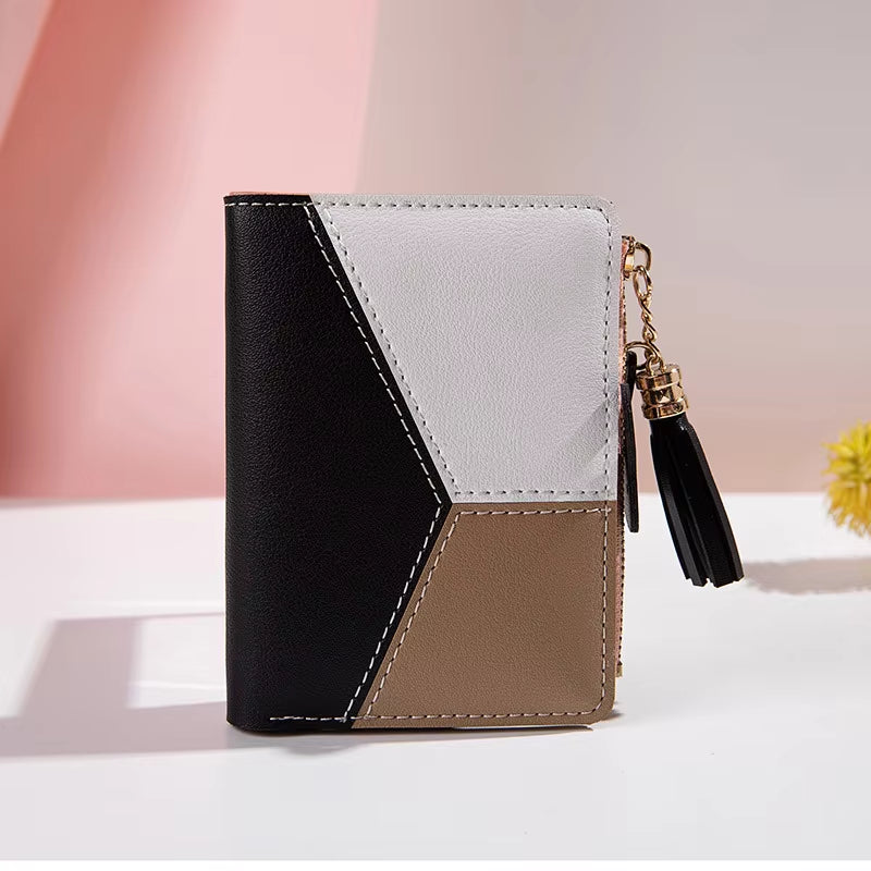 Women'S Leather Card Holder Foldable Portable Lady Coin Purses