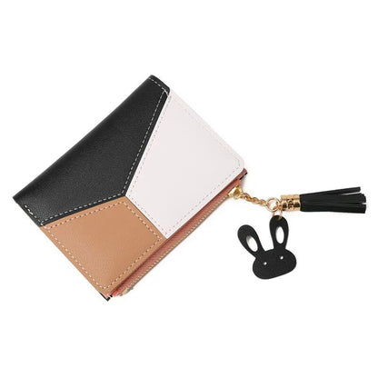 Women'S Leather Card Holder Foldable Portable Lady Coin Purses