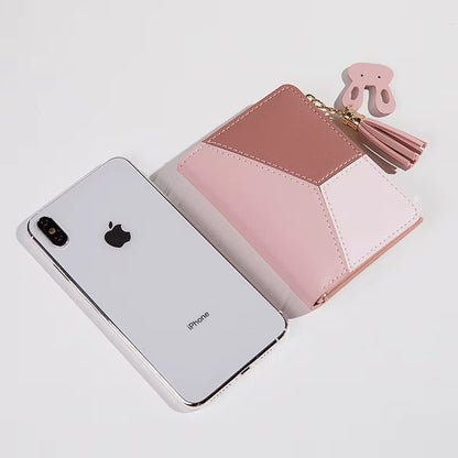 Women'S Leather Card Holder Foldable Portable Lady Coin Purses