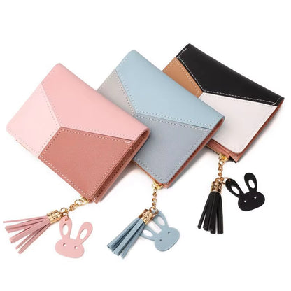 Women'S Leather Card Holder Foldable Portable Lady Coin Purses
